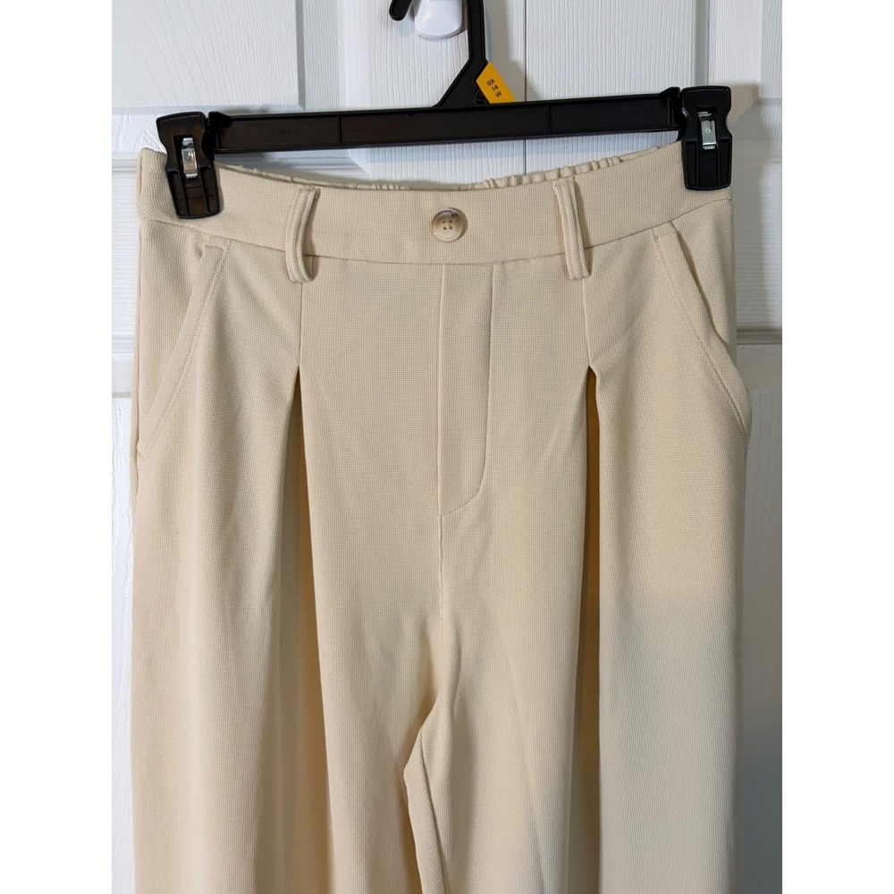 CLOZOZ Womens Cream Beige High Waisted Pleated Wide Leg Trousers Pants NWT